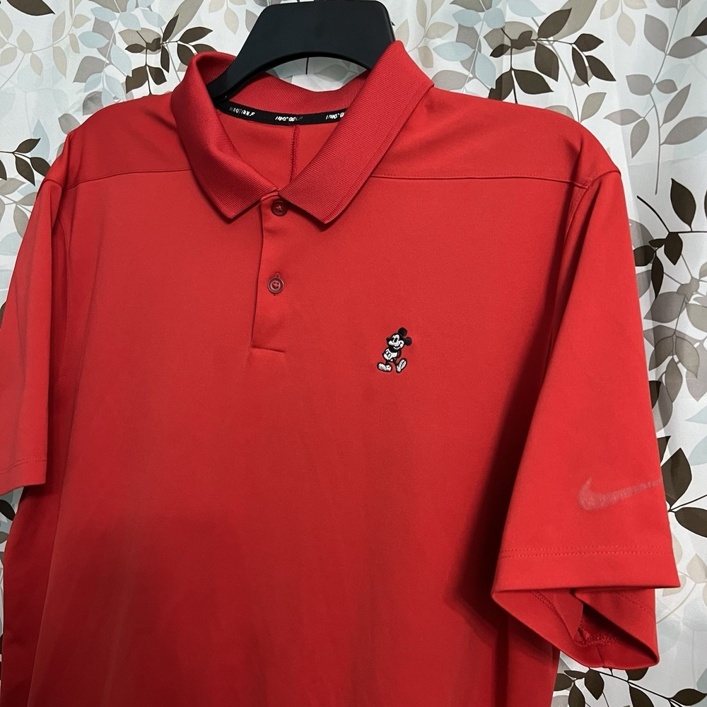 Disney Parks Nike Golf Dri-FIT Polo Mens Large Blue Mickey Mouse Chest Logo